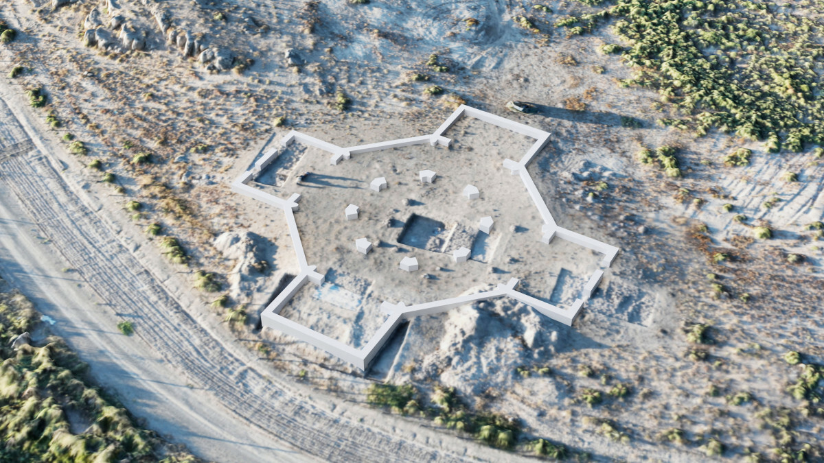 Zakładana rekonstrukcja planu odkrytego kościoła, źródło: <a href='https://www.uni-muenster.de/news/view.php?cmdid=14322'>Armenian-German Artaxata Project</a>.