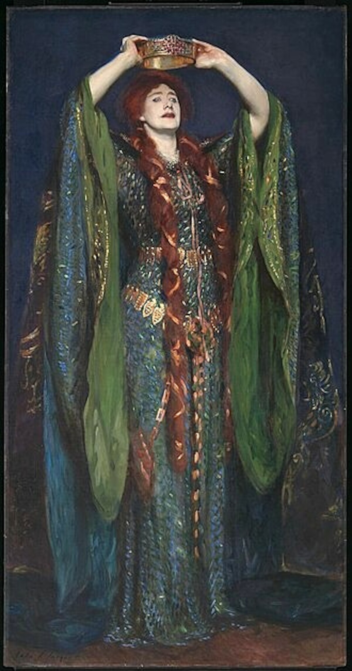 Angielska aktorka Ellen Terry jako Lady Makbet. Obraz Johna Singera Sargenta (1889). Źródło: <a href='https://upload.wikimedia.org/wikipedia/commons/5/5d/Ellen_Terry_as_Lady_Macbeth.jpg.jpg'>domena publiczna</a>.